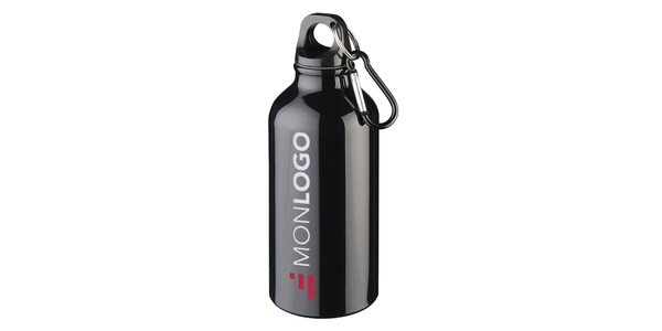 Bouteille d'eau Oregon de 400 ml en aluminium recyclé certifié RCS avec mousqueton 