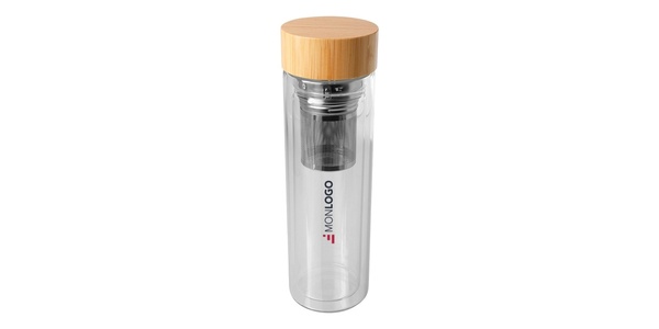 Bouteille à infusion Bailey en verre borosilicate de 400 ml avec couvercle en bambou