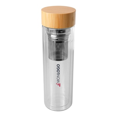 Bouteille à infusion Bailey en verre borosilicate de 400 ml avec couvercle en bambou